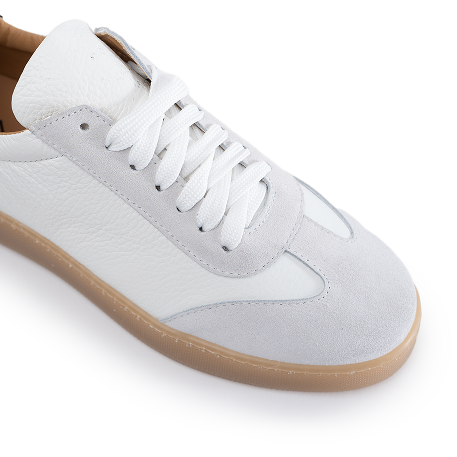 Fusion sneakers fondo ambra chiaro uomo in vera pelle bottolata