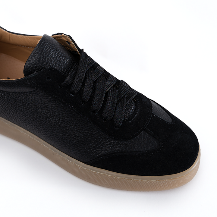 Fusion sneakers fondo ambra chiaro uomo in vera pelle bottolata