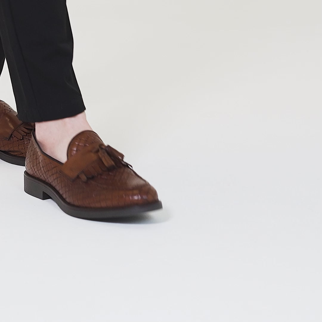 Cruise mocassino uomo  in vera pelle intrecciata